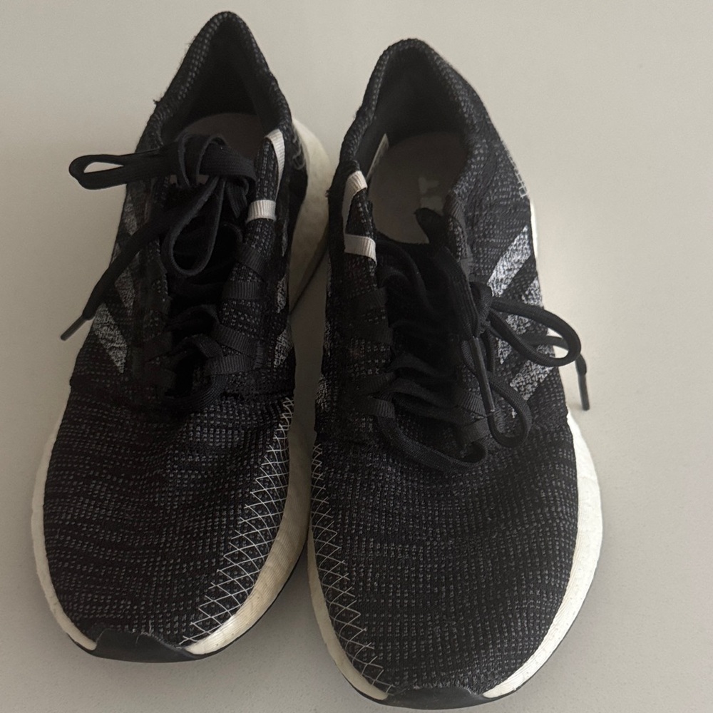 Black and White Adidas Pureboost Sneakers